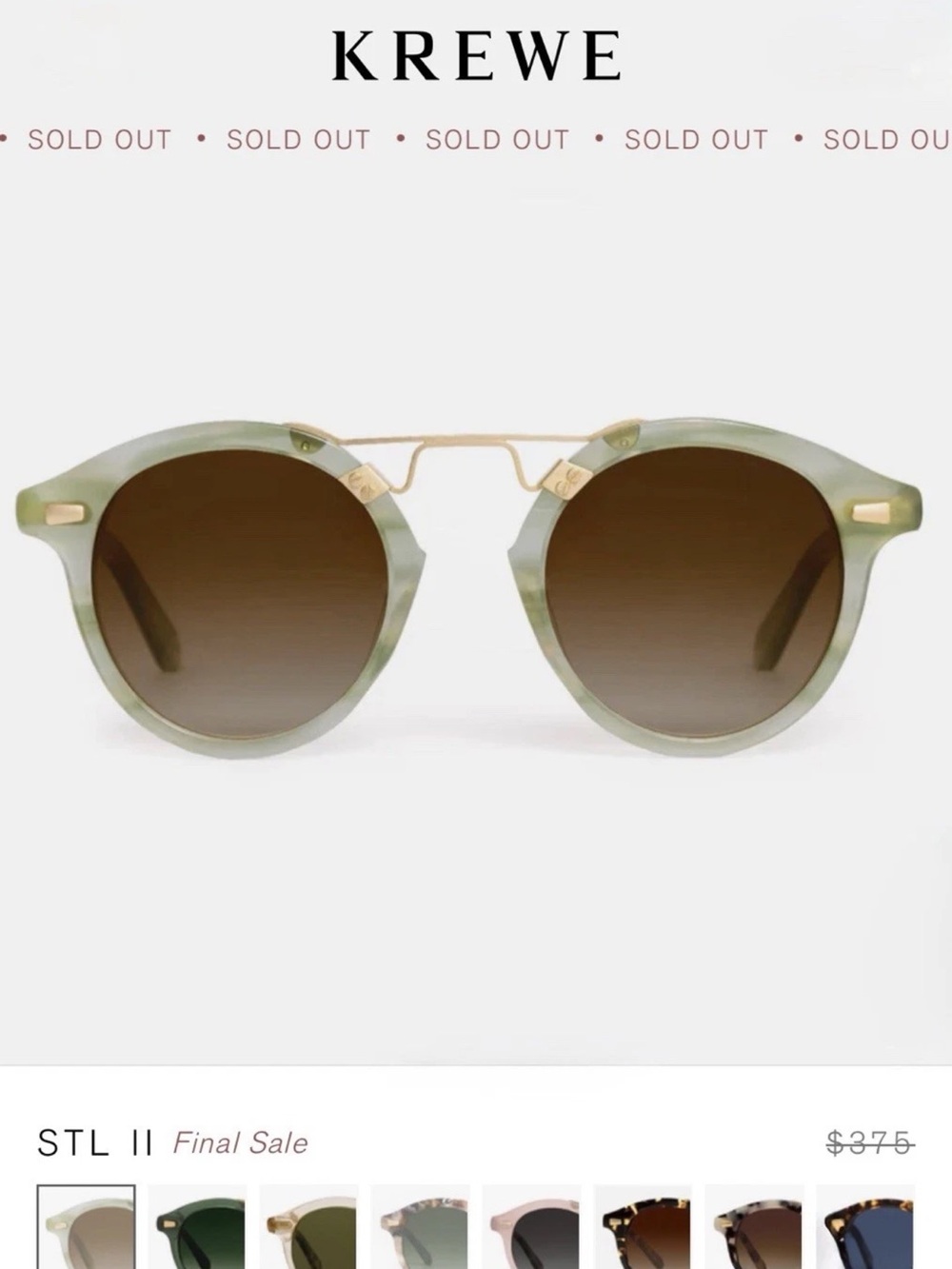 KREWE STL II  Selene 18K Sunglasses — Rare | Discontinued Colorway